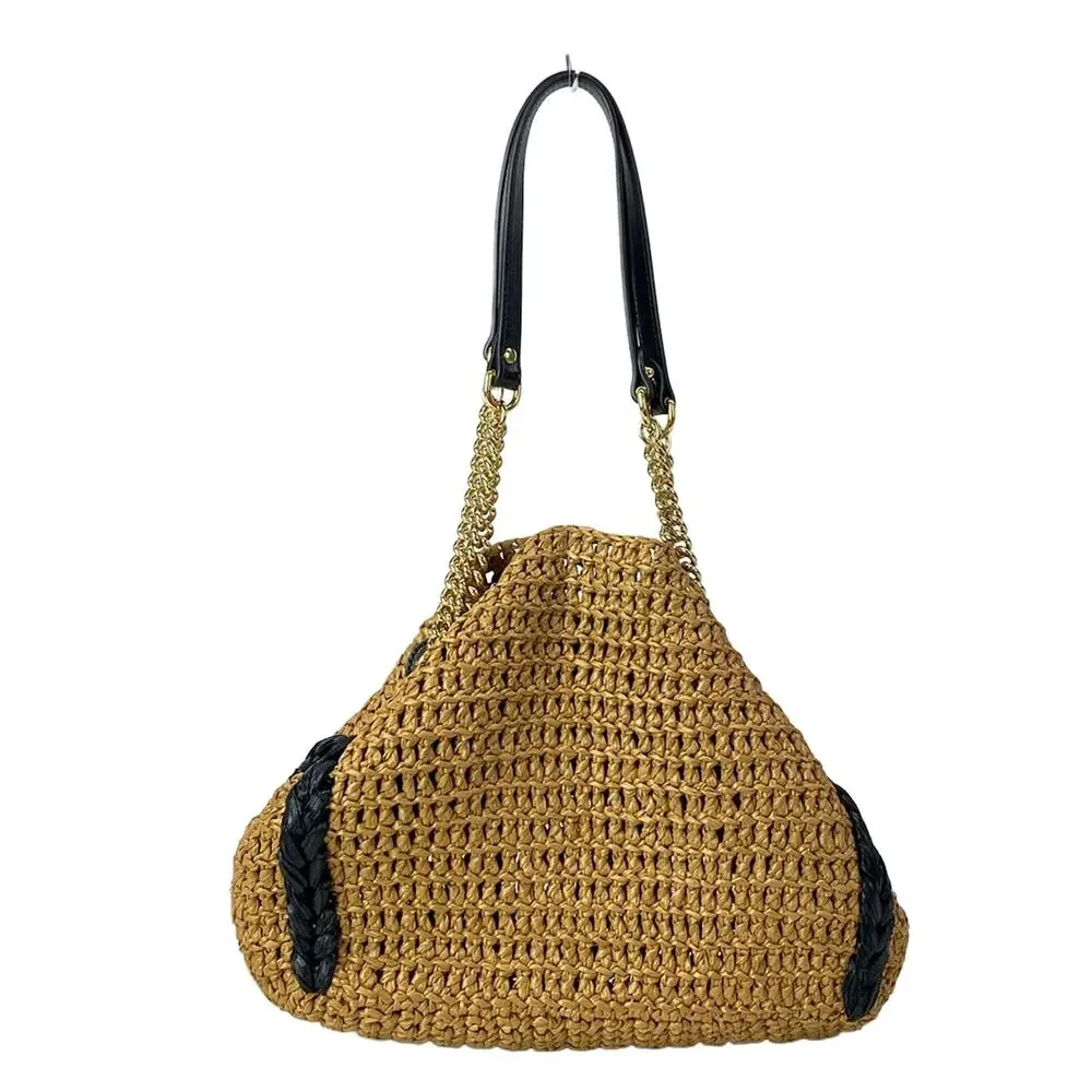 Gucci GG Marmont Tote Bag 574432 Light Brown Black Raffia Leather